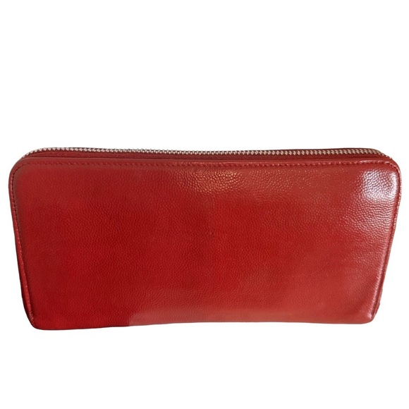 CHANEL caviar skin long wallet red with silver logo comes with COA dustbag & box - Picture 5 of 17